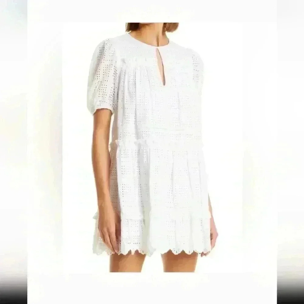 NWT TOCCIN EMBROIDERED TIERED COTTON SWING DRESS sz M